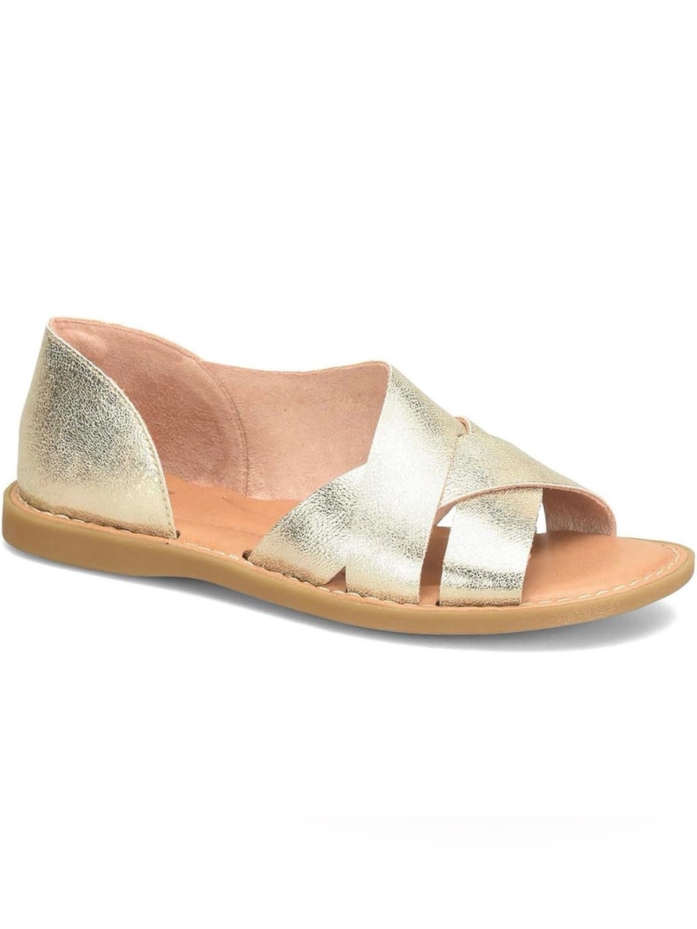 b.o.c. Born Concept Kamryn Gold Crisscross Open-Toe Flat Cut Out Sandals Sz 7